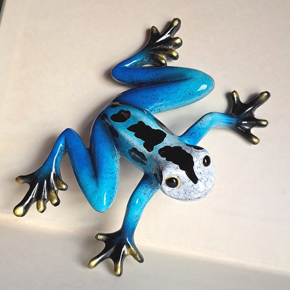 5" Vibrant Blue Rainforest Frog Sculpture Figurine Office Decor Home Art Cute - Picture 1 of 11